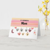 Carte Maman Anniversaire Coeurs Lune Étoiles (Fleur jaune)