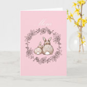 Carte Maman Anniversaire, Fête des mères, mignonnes lapi (Fleur jaune)