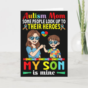 Carte Maman autiste Mon fils est mon héros Acceptation S