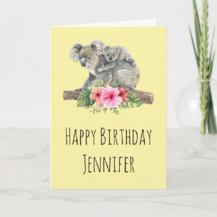 Carte Maman & Bébé Koala Ours Aquarelle mignonne