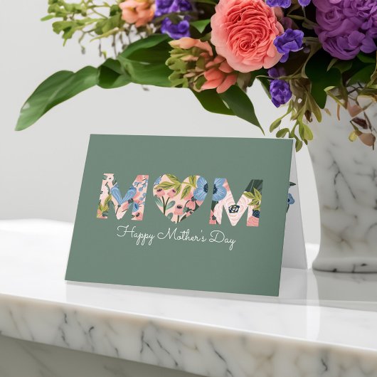 Carte Maman, Bonne fête des mères Typographie florale