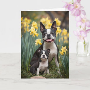 Carte Maman Boston Terrier Fête des Mères Amour