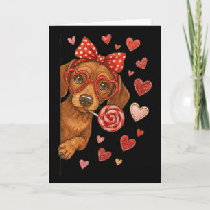 Carte Maman câline de teckel de la Saint-Valentin Chiot 