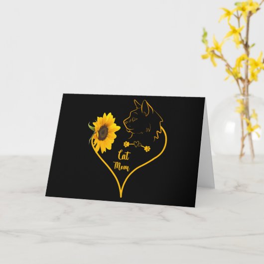 Carte Maman Chat Avec Tournesol Amoureux de Chat Mignon (Fleur jaune)