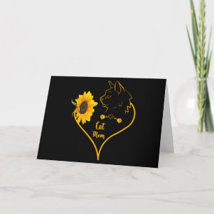 Carte Maman Chat Avec Tournesol Mignonne Fête Des Mères