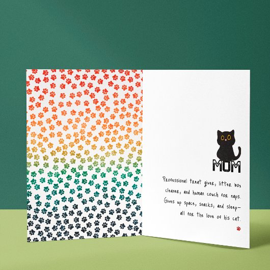 Carte Maman Chat Noir Simple Retro Coucher de Soleil Drô