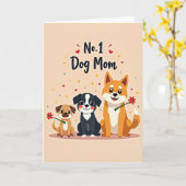 Carte Maman Chérie de Chien (Fleur jaune)