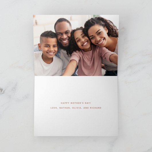 Carte Maman | Chic Boho Script et coeur avec photo (Intérieur)