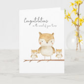 Carte Maman Chouette et Jumeaux (Fleur jaune)