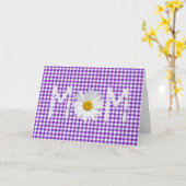 Carte Maman Daisy sur En vichy violet et blanc (Fleur jaune)