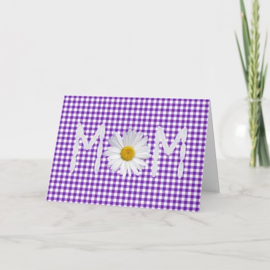 Carte Maman Daisy sur En vichy violet et blanc (Devant)