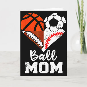 Carte Maman de balle Cœur Drôle Football Basket-Ball Bas