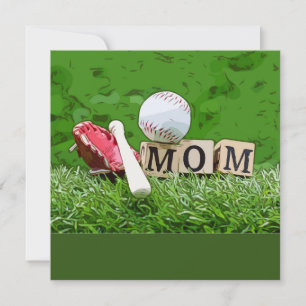 Carte Maman de baseball avec le ballon vert pour la fête