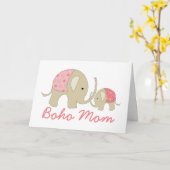 Carte Maman de Boho, Eléphant rose (Fleur jaune)