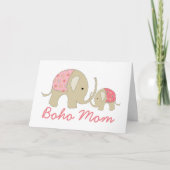 Carte Maman de Boho, Eléphant rose (Devant)
