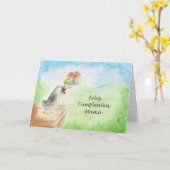 Carte Maman de Feliz Cumpleanos, escroc Flores de Pajaro (Fleur jaune)