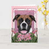 Carte Maman de joyeux anniversaire - boxeur - Vindy (Fleur jaune)