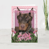Carte Maman de joyeux anniversaire - dobermann - (Devant)