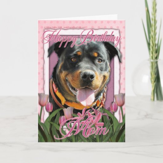 Carte Maman de joyeux anniversaire - rottweiler - (Devant)
