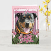 Carte Maman de joyeux anniversaire - rottweiler - (Fleur jaune)