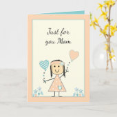 Carte Maman de petite fille pêche message d'anniversaire (Fleur jaune)