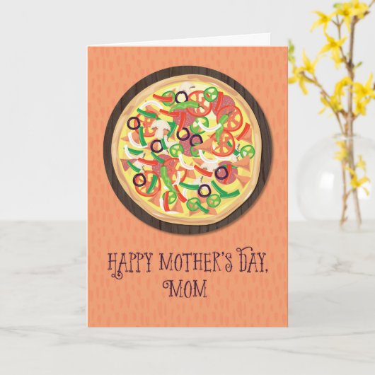 Carte Maman de Tween ou Ado Pizza fête des mères (Fleur jaune)