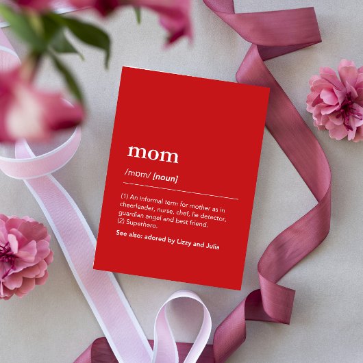 Carte Maman définition personnalisation moderne rouge de