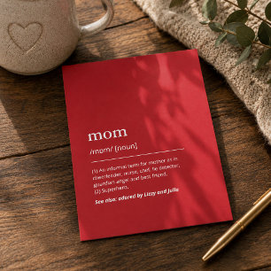 Carte Maman définition Rouge Moderne Personnalisé Noms E