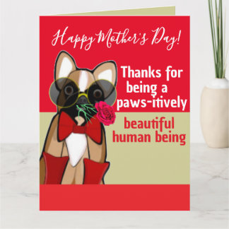 Carte Maman drôle Bouledogue Français Rose de la Fête de