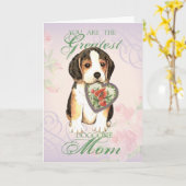 Carte Maman du coeur beagle (Fleur jaune)