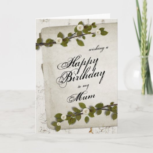 Carte Maman en bois blanche de joyeux anniversaire (Devant)