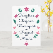 Carte Maman, enseignant nettoyeur thérapeute ami Fête de (Fleur jaune)