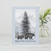 Carte Maman Et Bébé Bois Ours Fête Des Mères Maman (Debout devant)