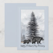 Carte Maman Et Bébé Bois Ours Fête Des Mères Maman (Devant / Derrière)