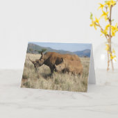 Carte Maman et bébé de rhinocéros (Fleur jaune)