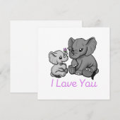 Carte "Maman et bébé éléphant" (Devant / Derrière)