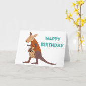 Carte Maman et bébé Kangaroo Anniversaire (Fleur jaune)