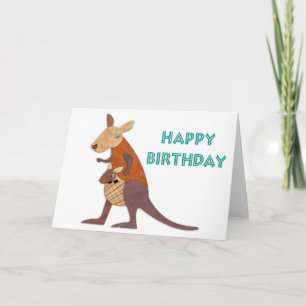 Carte Maman et bébé Kangaroo Anniversaire