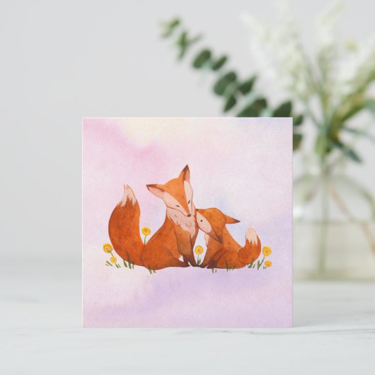 Carte Maman et bébé renard (Debout devant)