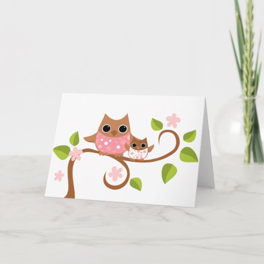 Carte Maman et bébés hiboux (Devant)