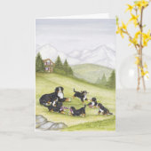Carte Maman et chiots (Fleur jaune)