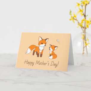 Carte Maman et Kit Fox Mère Peach Blank