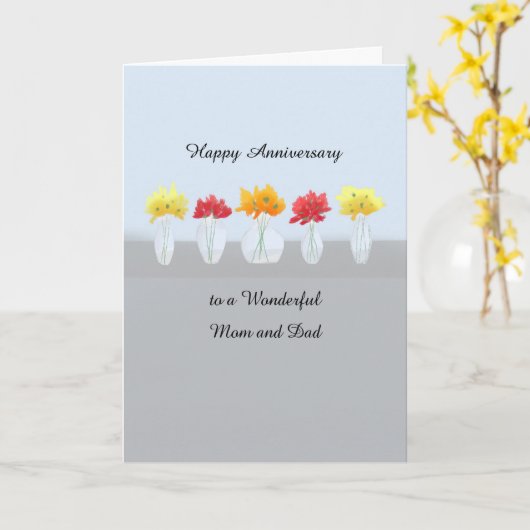 Carte Maman et papa Mariage Anniversaire Rangée de fleur (Fleur jaune)
