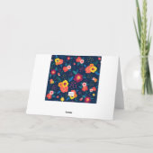 Carte Maman Floral moderne en bleu et corail (Dos)