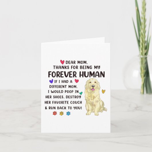 Carte Maman Forever Humain Crème Mères Golden Retriever (Devant)