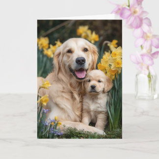 Carte Maman Golden Retriever Fête des Mères Amour