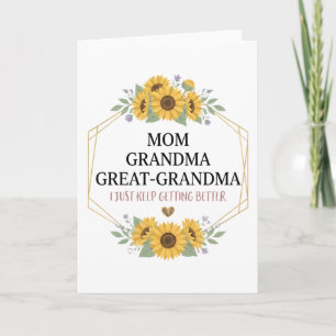 Carte Maman Grand-mère Arrière-grand-mère Floral Famille