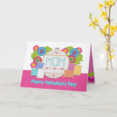 Carte Maman Heureuse Sainte-Valentin ! Broderie Fil de c (Fleur jaune)