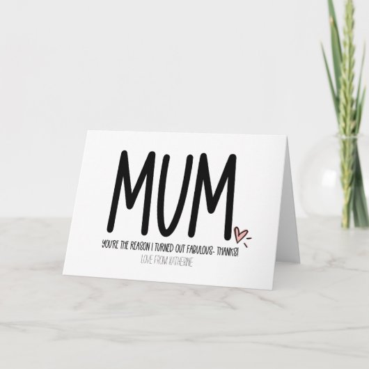 Carte Maman Je suis fabuleuse Merci Funny Mothers Day (Devant)
