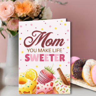 Carte Maman joli gâteau beignet à l'aquarelle Tu rends l